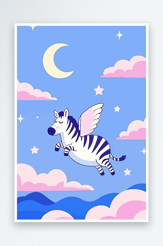 斑马风景矢量插画元素-众图网