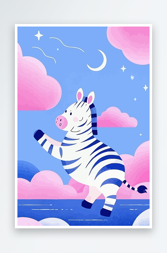 斑马风景矢量插画元素-众图网