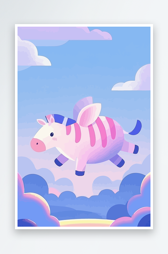 斑马风景矢量插画元素-众图网