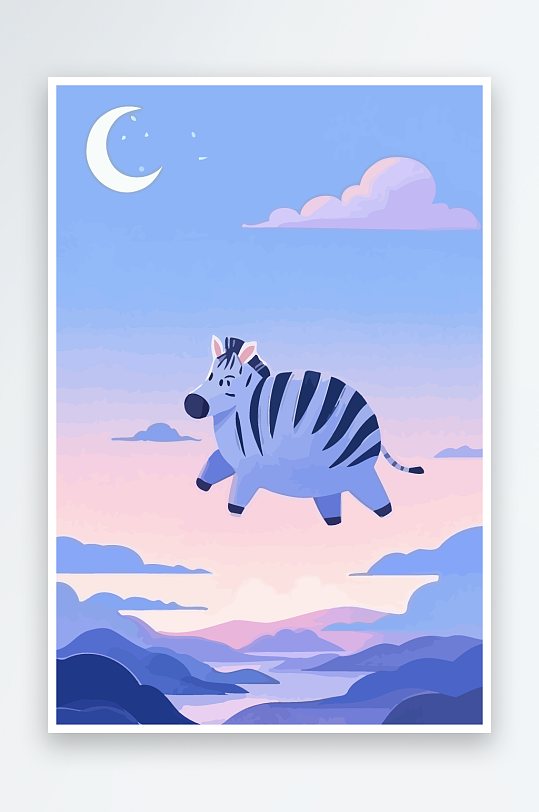 斑马风景矢量插画元素-众图网