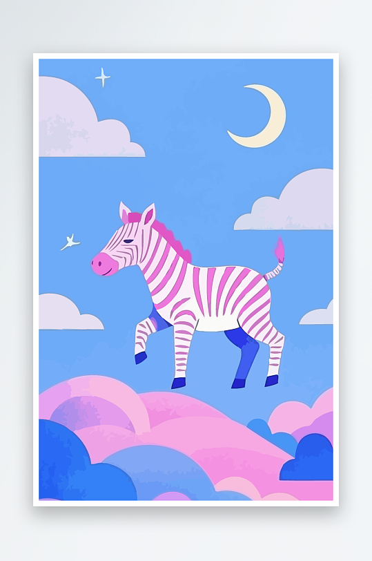 斑马风景矢量插画元素-众图网