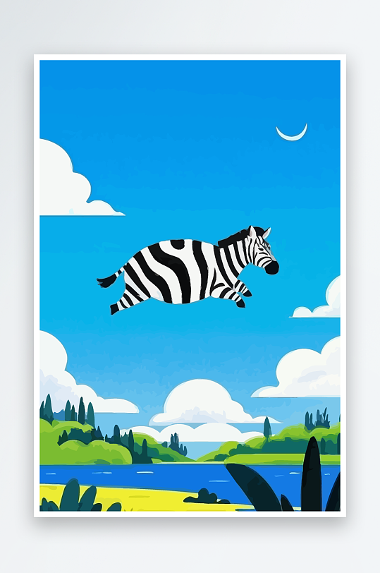 斑马风景矢量插画元素-众图网