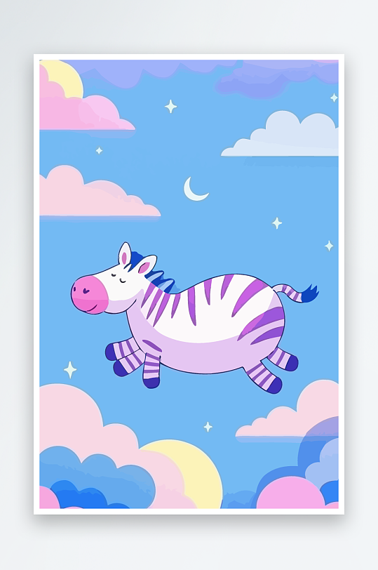 斑马风景矢量插画元素-众图网