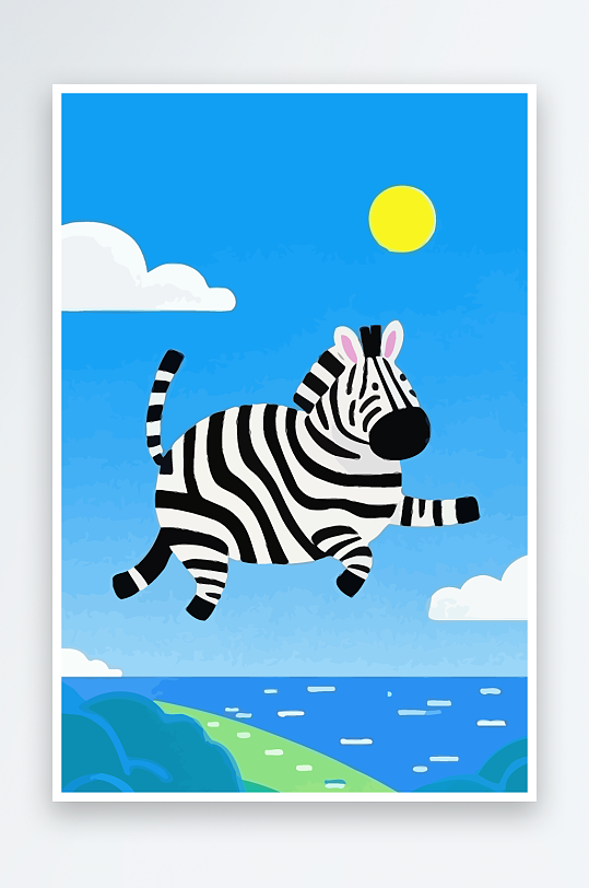 斑马风景矢量插画元素-众图网