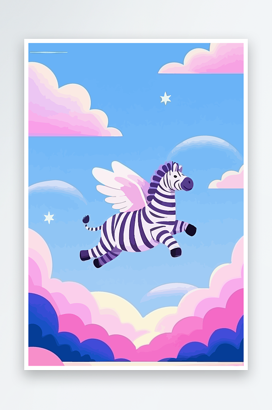 斑马风景矢量插画元素-众图网