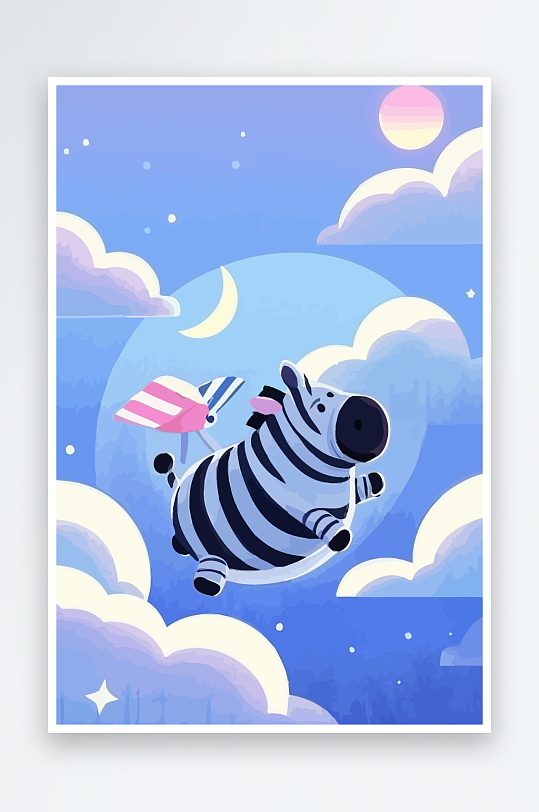 斑马风景矢量插画元素-众图网