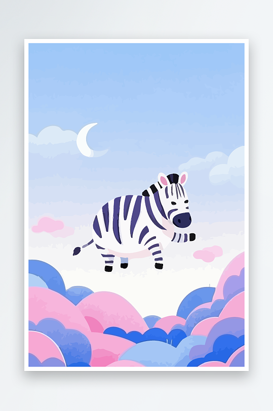 斑马风景矢量插画-众图网