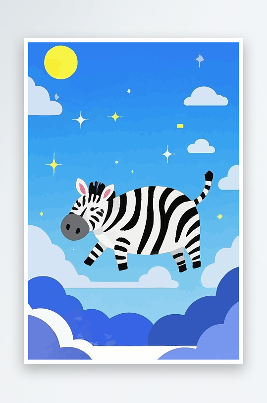 斑马风景矢量插画-众图网