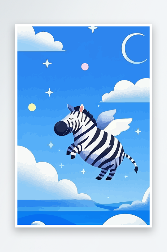 斑马风景矢量插画-众图网