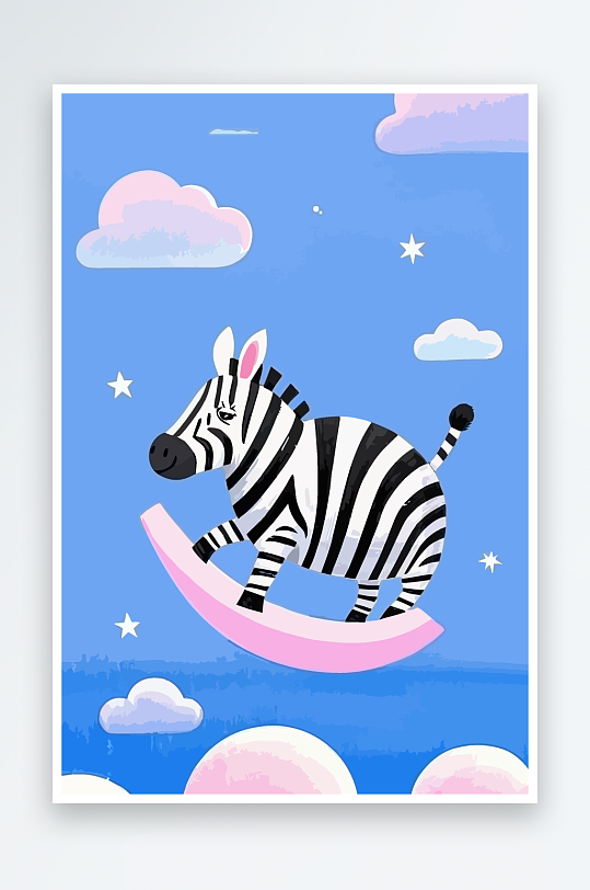 斑马风景矢量插画-众图网