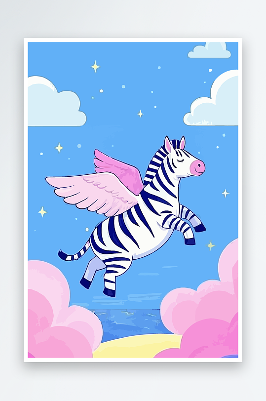 斑马风景矢量插画-众图网