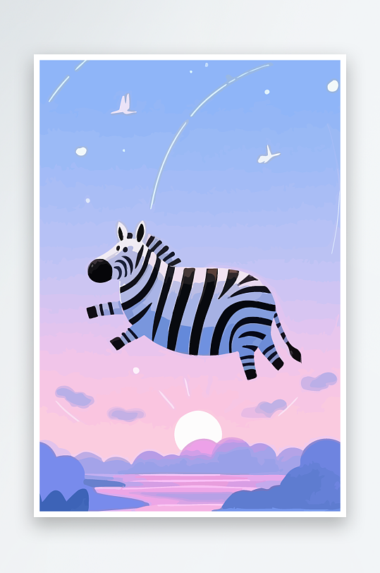斑马风景矢量插画-众图网