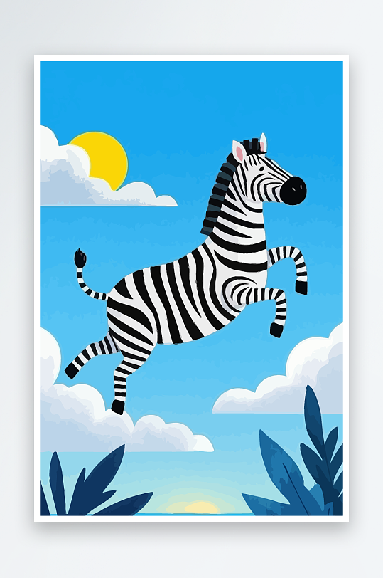 斑马风景矢量插画-众图网