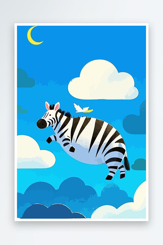 斑马风景矢量插画元素-众图网