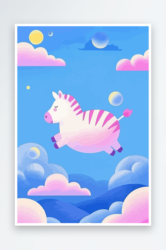 斑马风景矢量插画元素-众图网