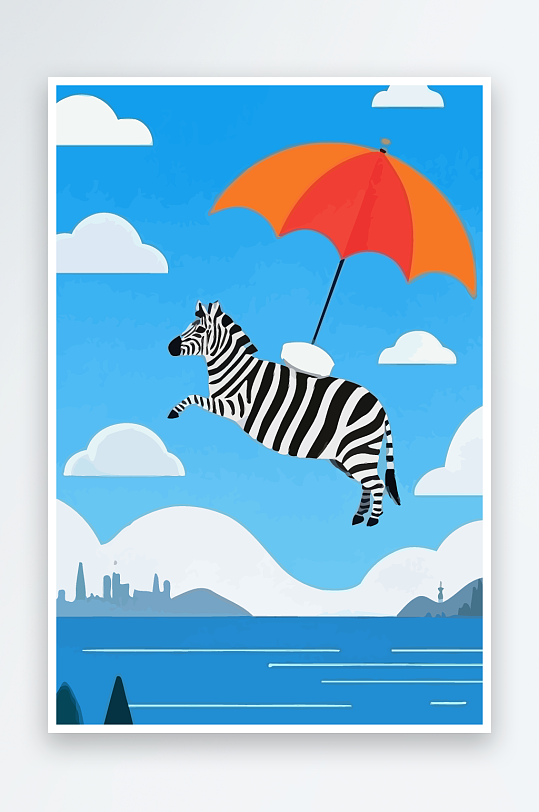 斑马风景矢量插画元素-众图网