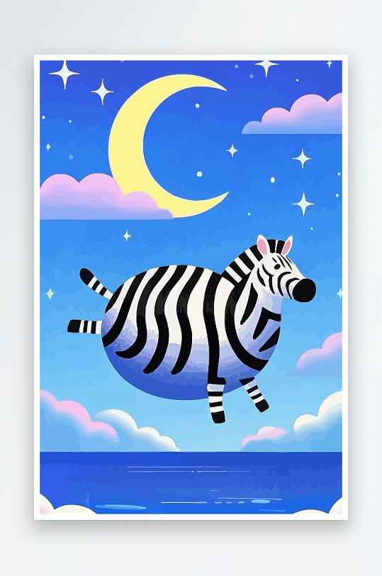 斑马风景矢量插画元素-众图网