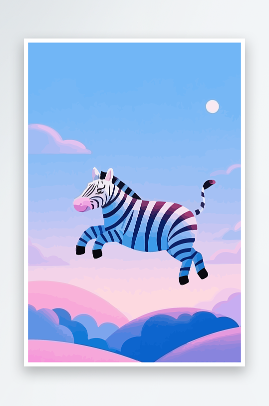 斑马风景矢量插画元素-众图网