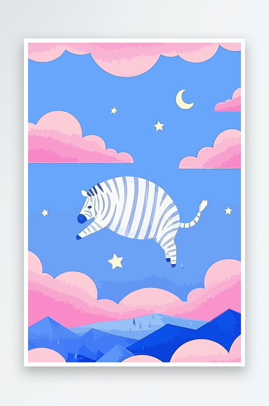 斑马风景矢量插画元素-众图网