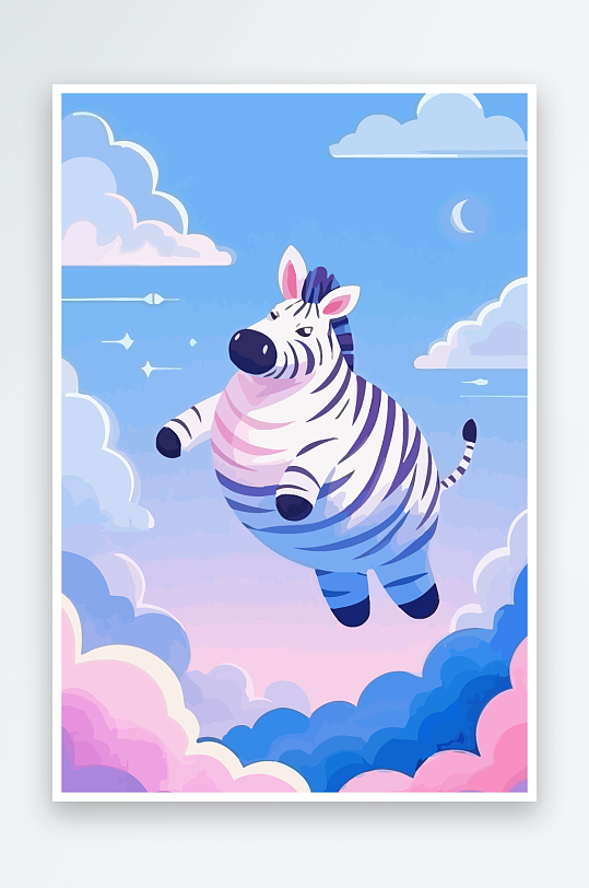 斑马风景矢量插画元素-众图网