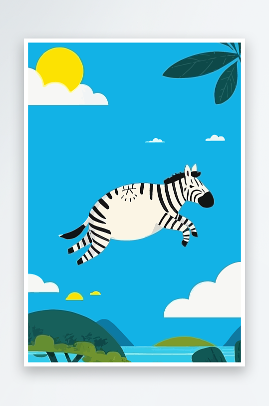 斑马风景矢量插画元素-众图网