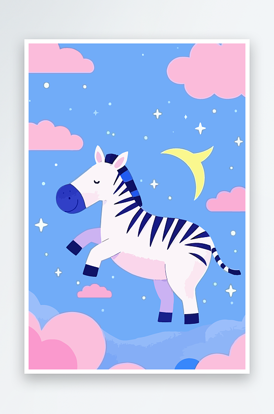 斑马风景矢量插画元素-众图网