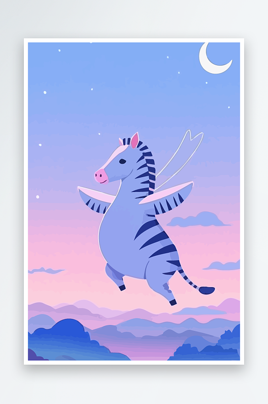 斑马风景矢量插画元素-众图网