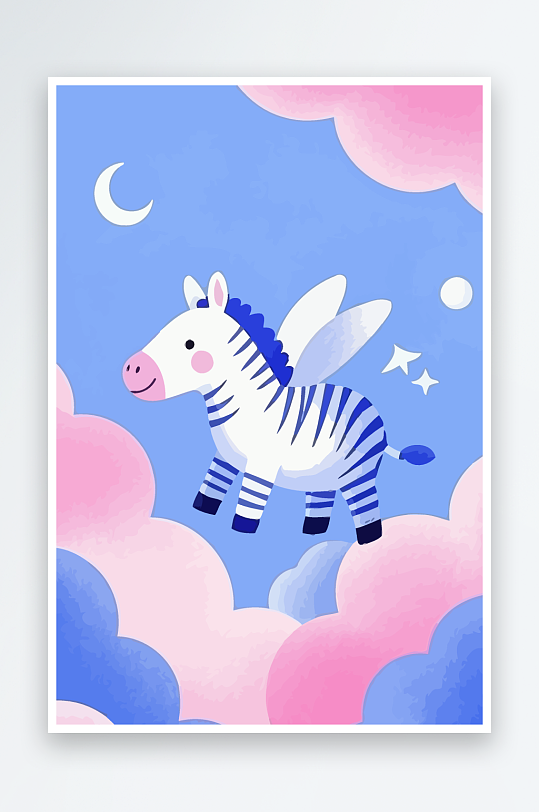 斑马风景矢量插画元素风景-众图网