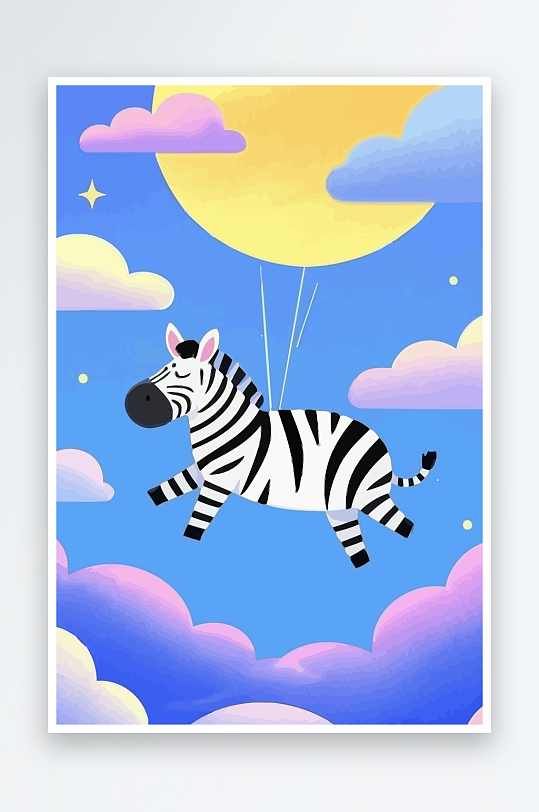 斑马风景矢量插画元素风景-众图网