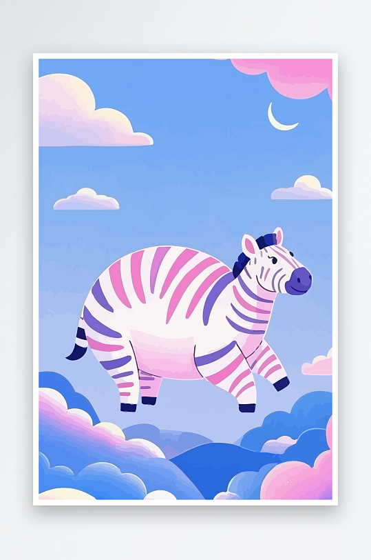 斑马风景矢量插画元素风景-众图网