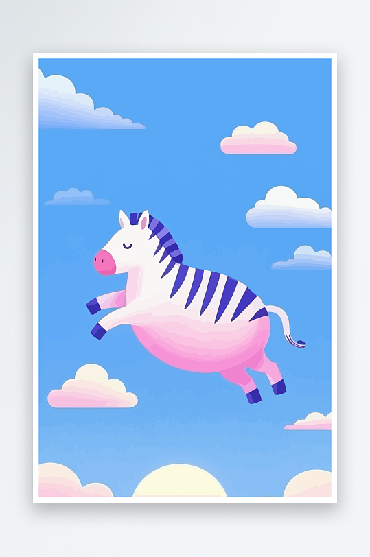 斑马风景矢量插画元素风景-众图网