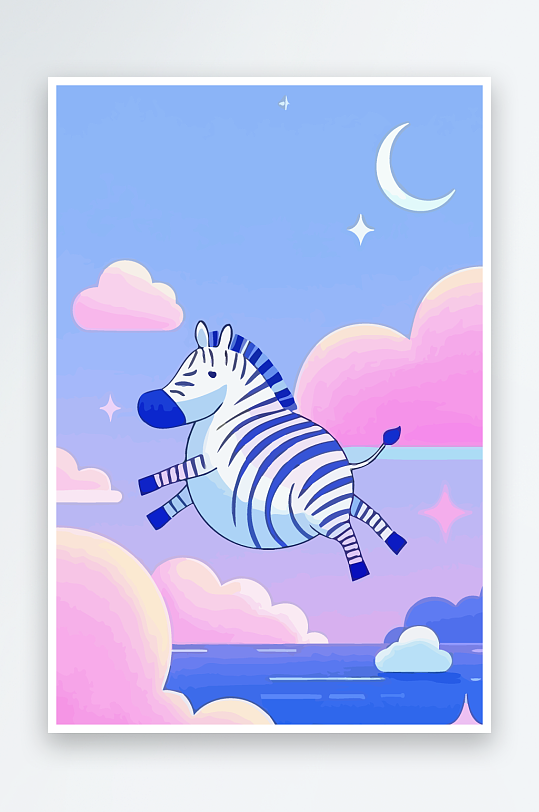 斑马风景矢量插画元素风景-众图网