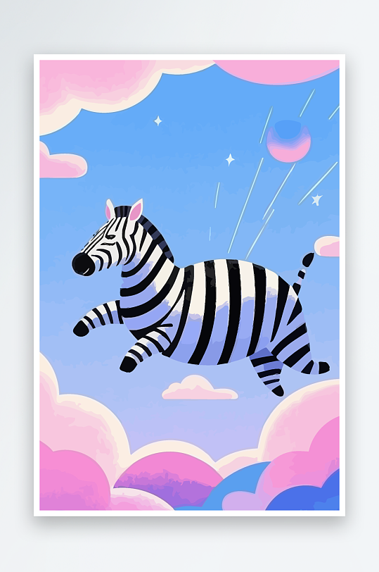 斑马风景矢量插画元素风景-众图网