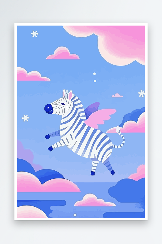 斑马风景矢量插画元素风景-众图网