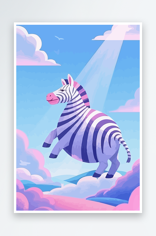 斑马风景矢量插画元素风景-众图网