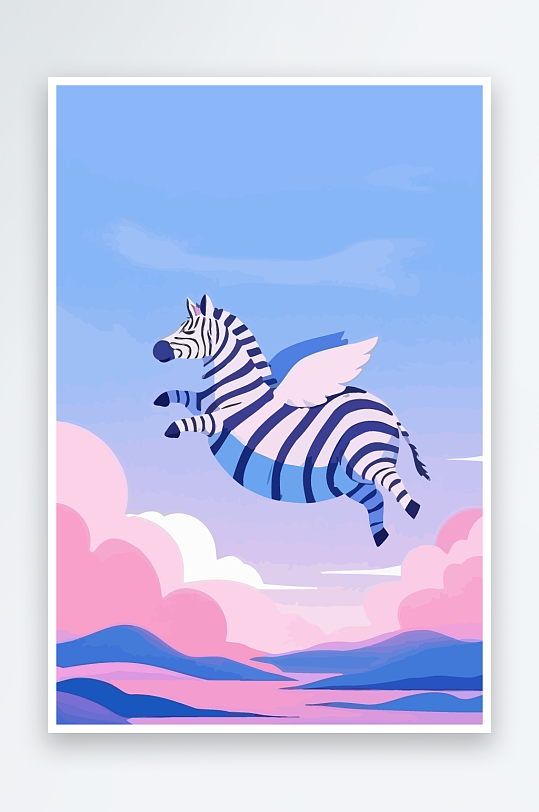 斑马风景矢量插画元素风景-众图网