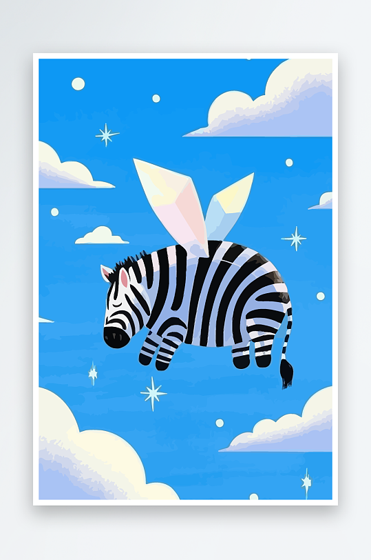 斑马风景矢量插画-众图网