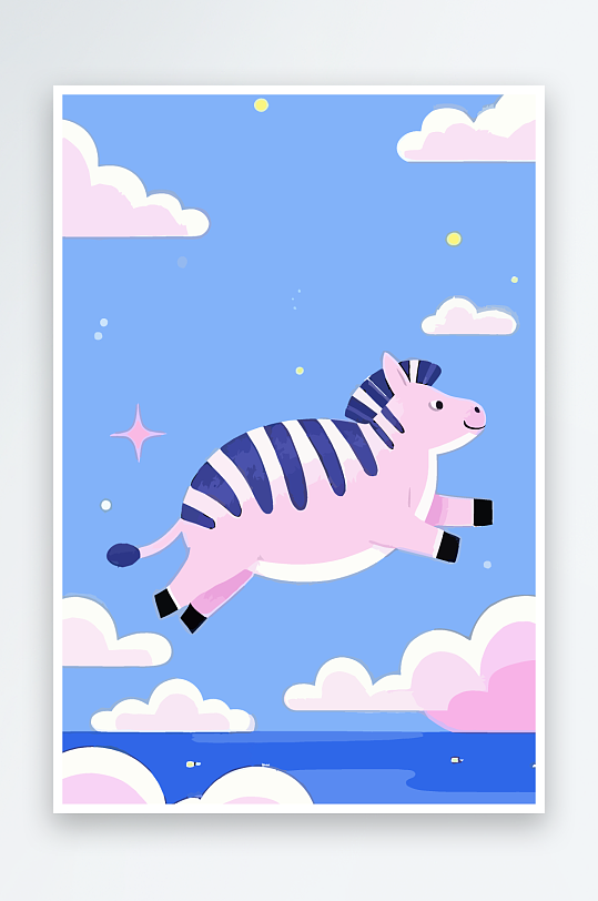 斑马风景矢量插画-众图网