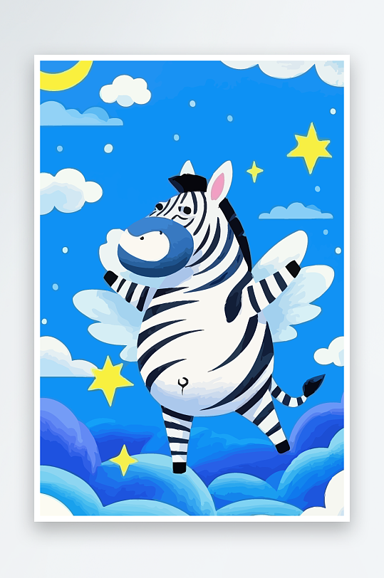 斑马风景矢量插画-众图网