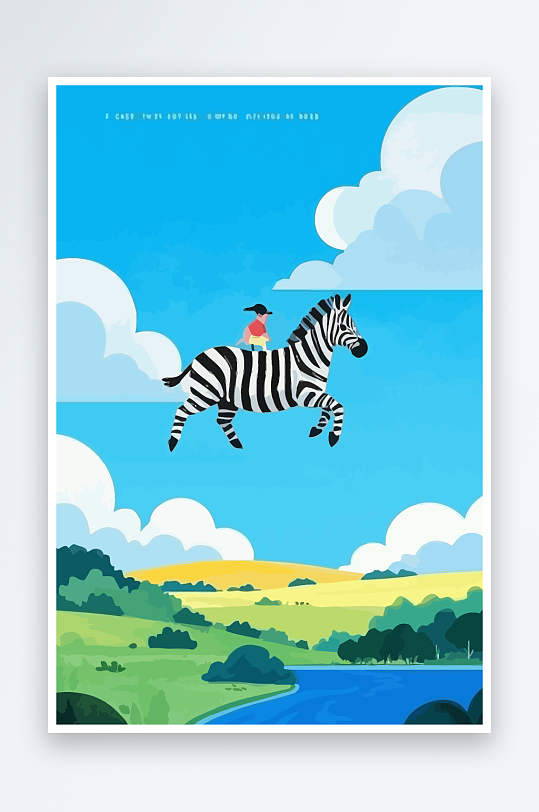 斑马风景矢量插画-众图网