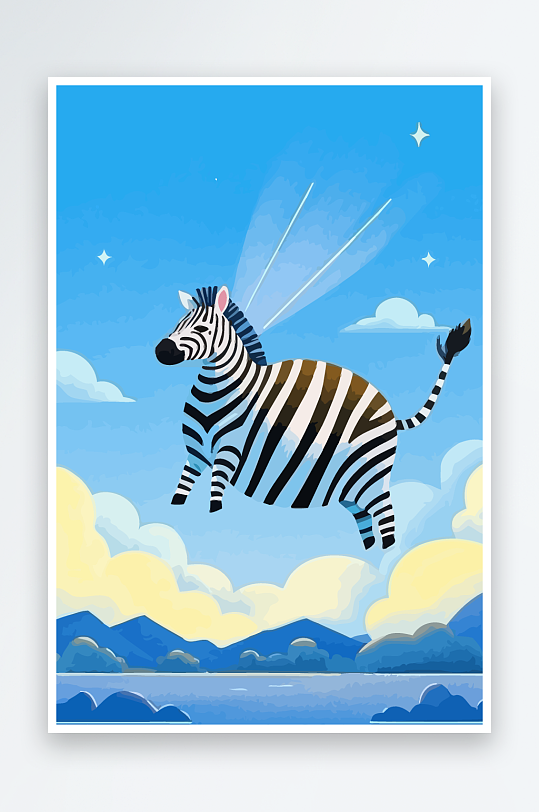 斑马风景矢量插画-众图网