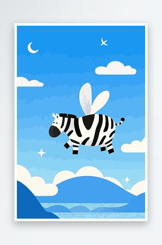 斑马风景矢量插画-众图网