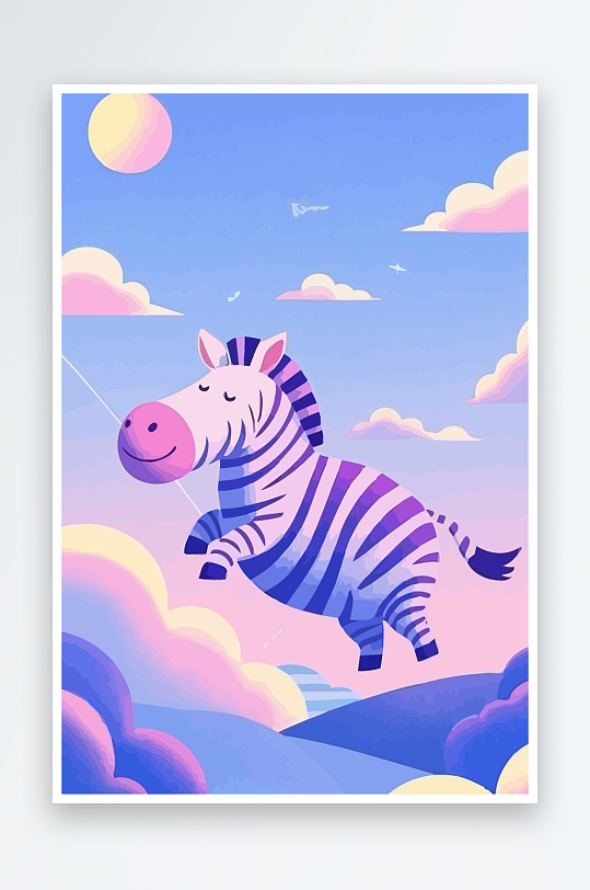 斑马风景矢量插画-众图网