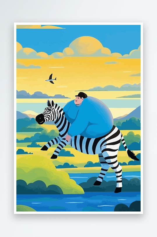 斑马风景矢量插画-众图网