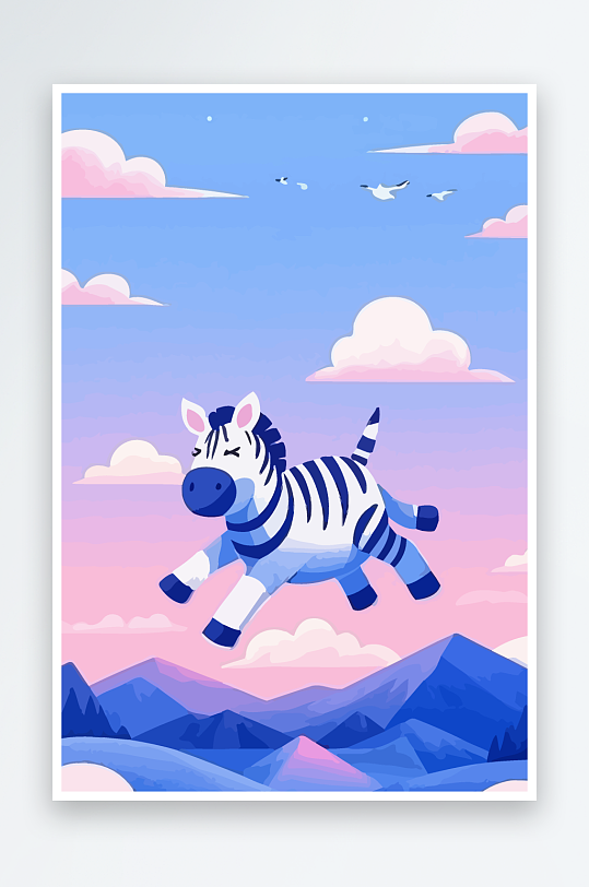 斑马风景矢量插画-众图网
