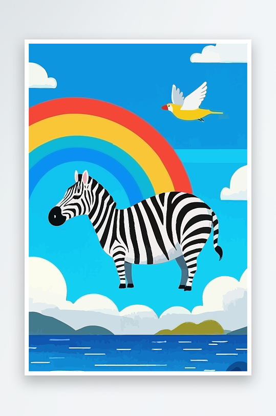 斑马风景矢量插画-众图网