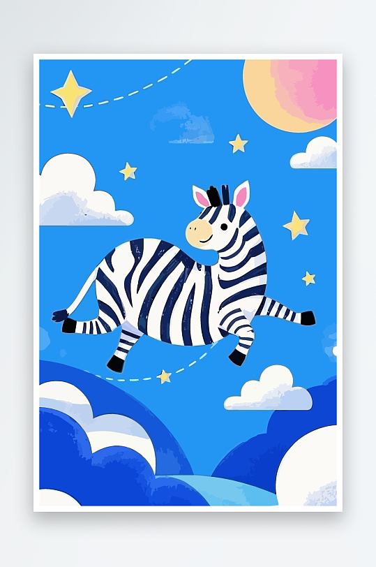 斑马风景矢量插画元素-众图网
