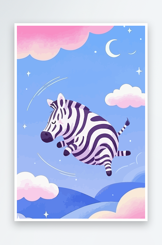 斑马风景矢量插画元素-众图网