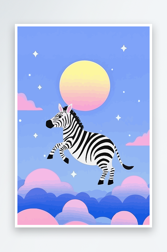 斑马风景矢量插画元素-众图网