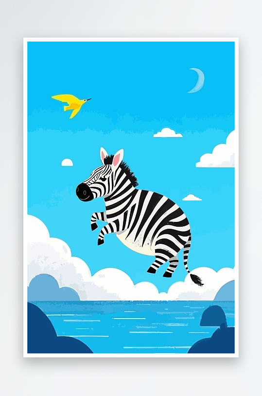 斑马风景矢量插画元素-众图网